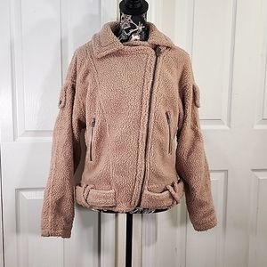 Women's Dusty Rosy Teddy Trucker Jacket S/M